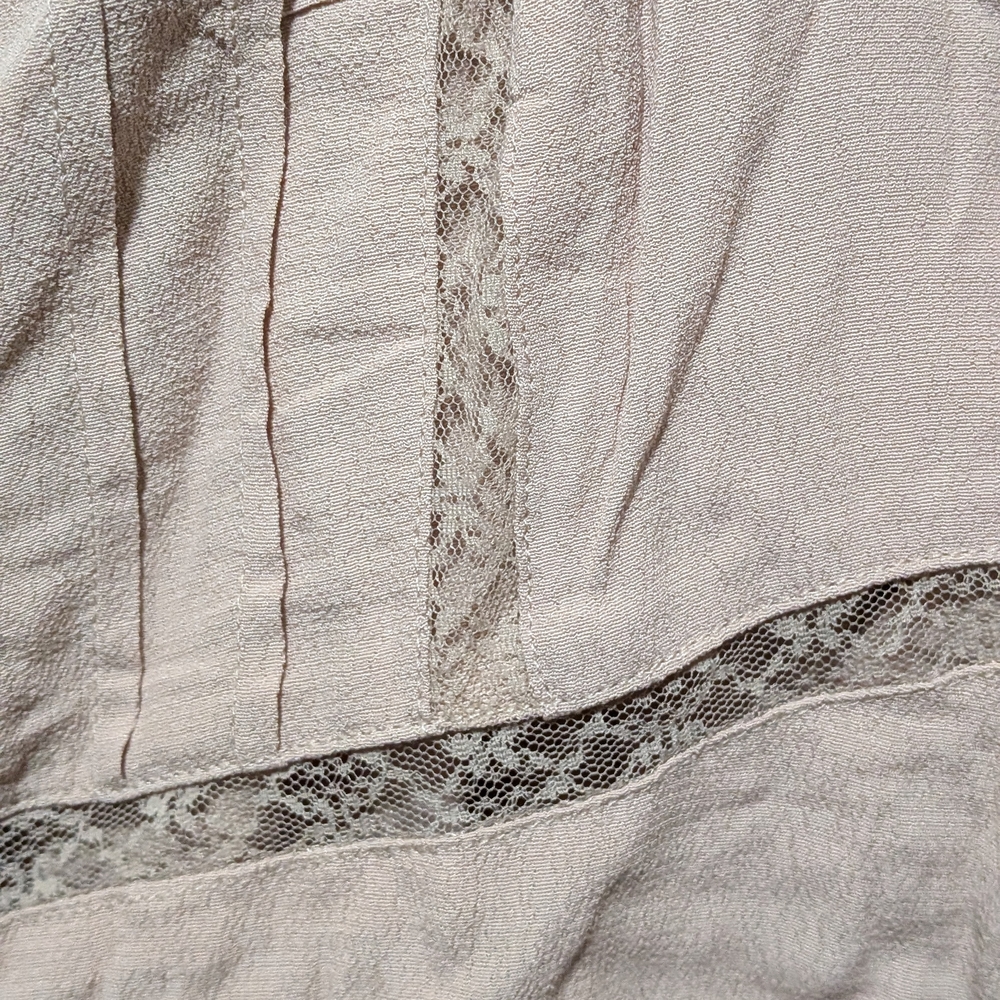 Lace-Trim Button Front Camisole - Taupe - Picture 3 of 5